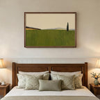 Vintage Framed Green Abstract Landscape Wall Art, Modern Sage Green Canvas - Image 3