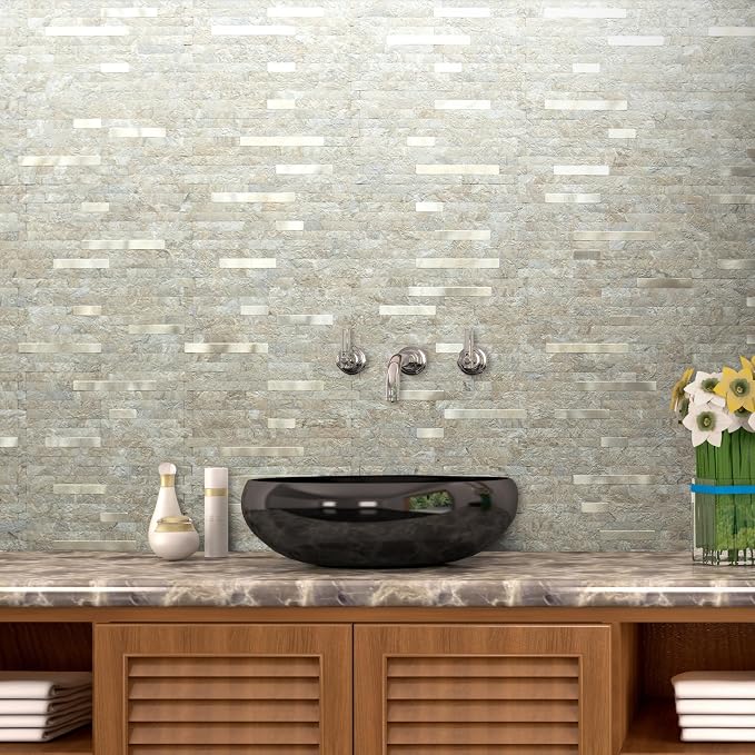 AULIGET 20 Sheets Faux Stone Peel and Stick Backsplash, Sandstone - Image 8