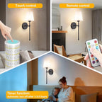Vimhou Peel and Stick Wall Sconces, Stick On Wall Sconce Set of 2, Battery - Image 6