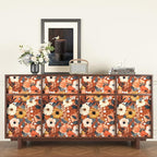BOKEBEVE Extra Long Orange Wallpaper Stick and Peel Boho Floral Contact Paper - Image 6