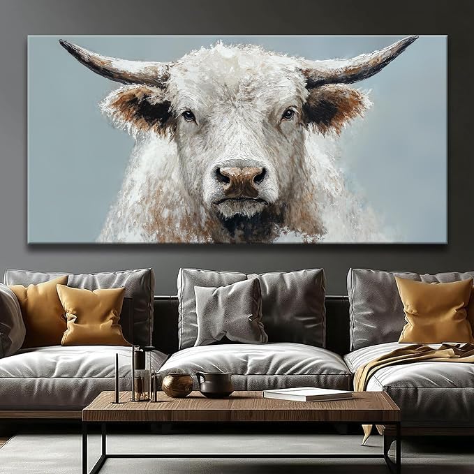 Highland Cow Wall Art For Living Room Large Size Animal Canvas Art Wall Decor - Image 4
