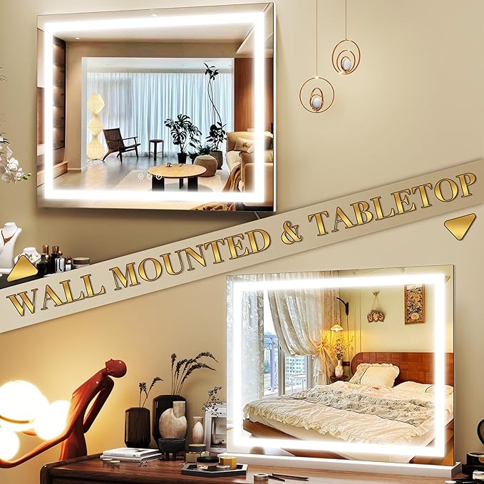 ROLOVE 23x18 Inch Lighted Vanity Mirror, 3-Color Dimmable LED & Touch Control - Image 6