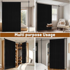 100% Blackout Room Divider Curtains Sets Black 1 Panel W100 x L84in No Drill - Image 5