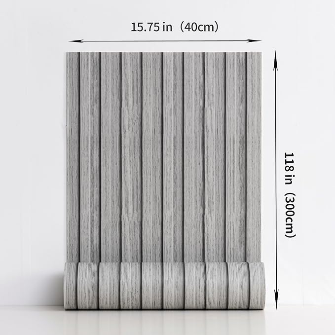 Haimin Wood Grain Slat Wall Panels Peel and Stick Faux Wood Thick Wallpaper - Image 3