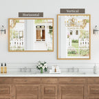 Syndra Natural Wood Frame Bathroom Mirror, 30x40'' Modern Vanity Mirror - Image 6