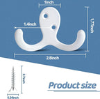 15Pack Coat Hooks Wall Hooks for Hanging, Heavy Duty Double Prong Metal Hook - Image 6