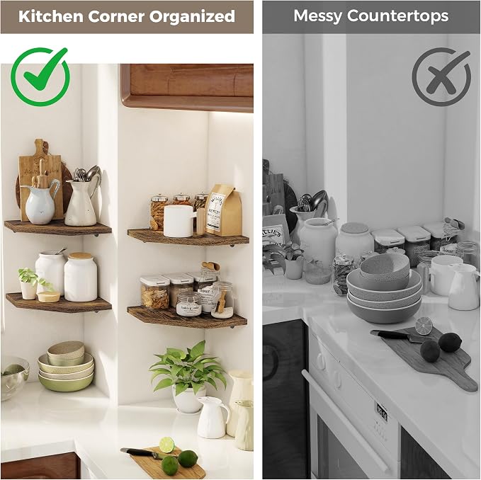 Corner Shelves 2-Pack for Bathroom & Kitchen, Space-Saving Floating Corner Wall - Image 7