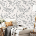Froluya Black and Cream White Floral Wallpaper Peel and Stick Wallpaper - Image 7