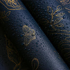 Froluya Dark Blue and Gold Vintage Floral Peel and Stick Wallpaper 17.7"x196.8" - Image 4