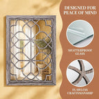 Set of 2 19x26 Inch Large Brown Shatterproof Rectangular Wall Mirrors, Boho - Image 4