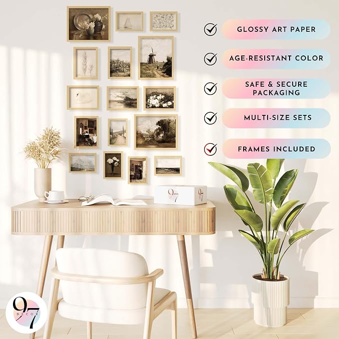 97 Decor Vintage 16PCS FRAMED Wall Art - Image 5