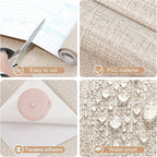 Amiya Grasscloth Khaki Wallpaper 17.3"x120" Peel and Stick Tan Faux Fabric - Image 3
