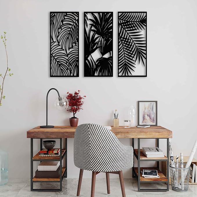 Tropical Leaves Wood Wall Art for Living Room, Botanical Wall Art Wood Panel - Image 6