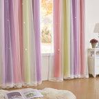 XiDi Curtains for Bedroom Decor, Rainbow Pink PurpleYellow34/96/1 - Image 4