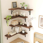 Fixwal Corner Floating Shelves for Wall Set of 5, Rustic Wood Wall Mounted - Image 2