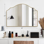 Besdomus Gold Scalloped Wall Mirror: 40"x29" Large Modern Minimalist Bathroom - Image 4