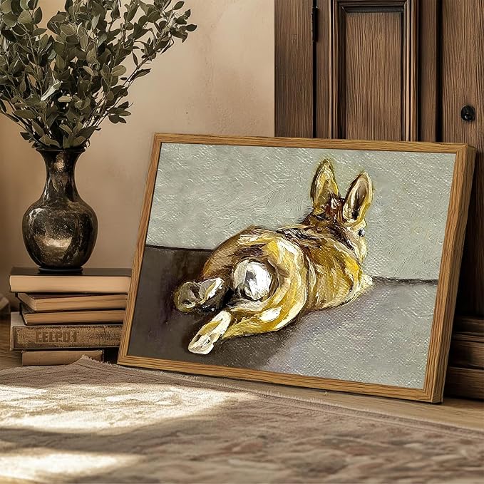 Framed Vintage Easter Bunny Wall Art, Cute Rabbit Pictures Wall Decor, Rustic - Image 2