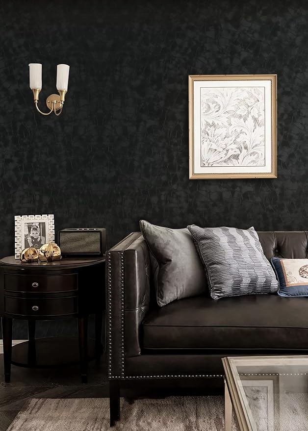 Yasinet Peel and Stick Wallpaper Black Removable Wallpaper Modern Black Contact - Image 2