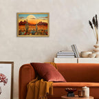 Framed Western Desert Sunset Cactus Wall Art, Vintage Southwest Nature - Image 2