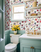Wallpaper Peel and Stick Floral Wall Paper Removable Waterproof White/Green/Red - Image 7