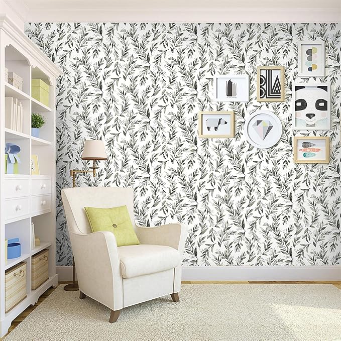 Livebor Green Leaf Peel and Stick Wallpaper Olive Leaf Contact Paper 17.7inch x - Image 8