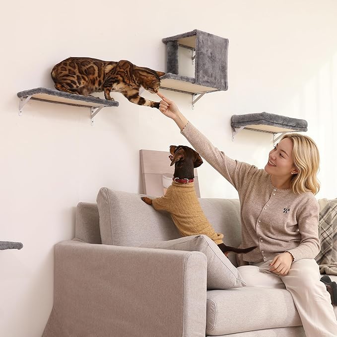 FUKUMARU Cat Wall Shelves, Stable & Safe 4 in 1 Cat Walls Furniture Set - Image 4