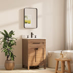 TETOTE 16 x 24 Inch Black Frame Mirror, Bathroom Vanity Mirror - Image 2