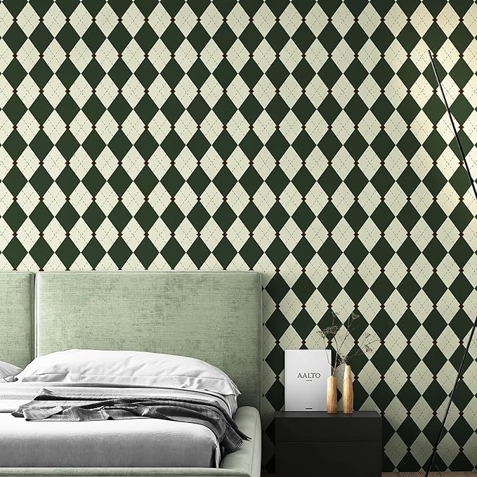 Simon&Siff Retro Peel and Stick Wallpaper Black and Green Wallpaper Vintage by SimonSiff