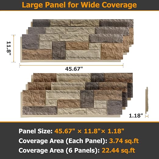 ROOMTEC 6-Packs Faux Stone Wall Covering Panels - Image 2