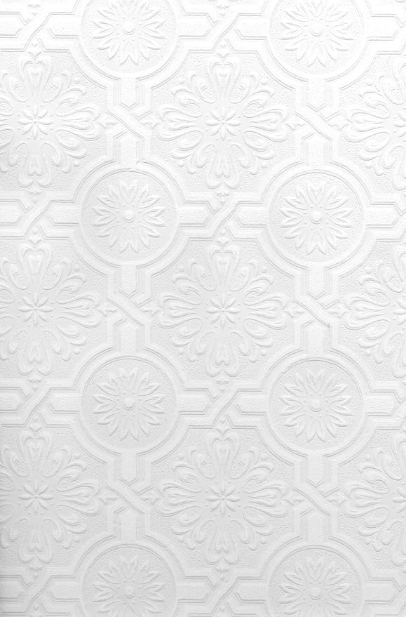 Brewster 497-32817 Nazareth Ornate Tiles Paintable Wallpaper by Unknown