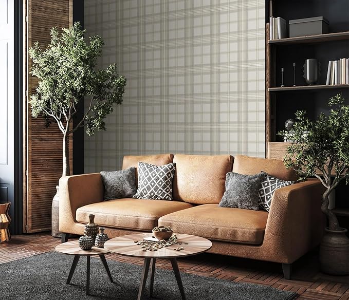 NextWall Harry & Grace Herringbone Plaid Premium Matte Non-Woven Peel and Stick - Image 4