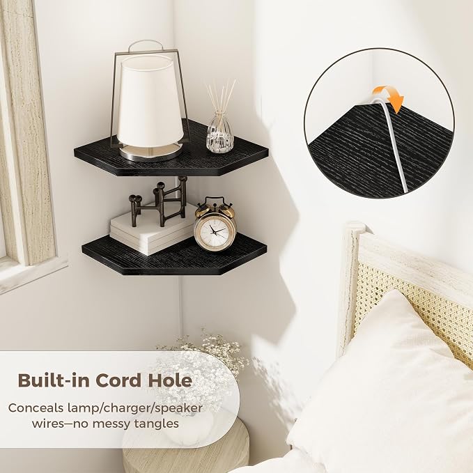 Corner Shelves 2-Pack for Bathroom & Kitchen, Space-Saving Floating Corner Wall - Image 3