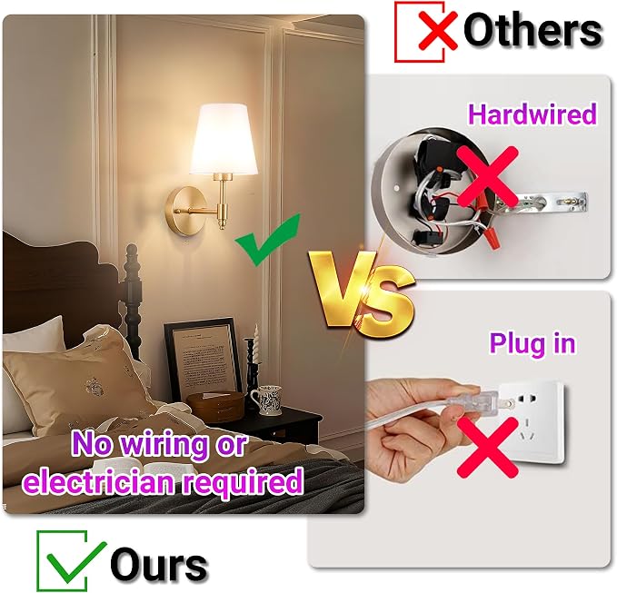 YHCDLAMP Battery Operated Wall Sconces Set of Two, Rechargeable Wireless Wall - Image 6
