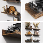 upsimples 6 Pack Wooden Floating Shelves, Wall Storage Decor Shelf - Image 5