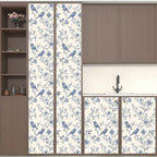 Beige Wallpaper Peel and Stick Blue Floral Bird Vintage Contact Paper 17.5" x - Image 5