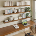 ROGMARS 60Inches Long Walnut Floating Shelves, Rustic Solid Wood Farmhouse Wall - Image 3