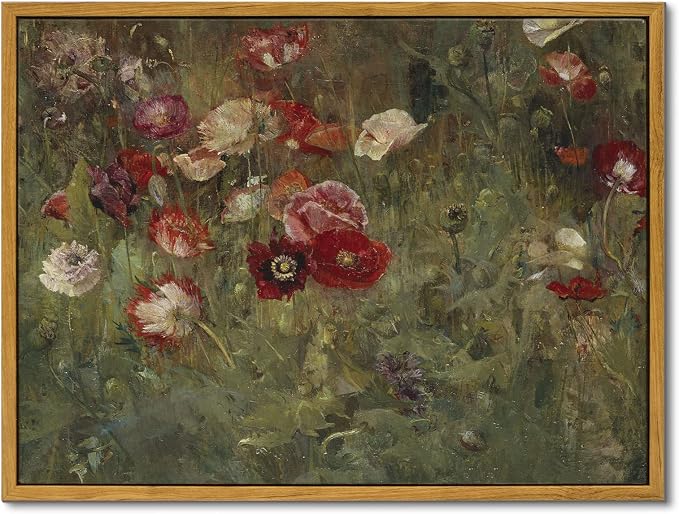 InSimSea Framed Canvas Wall Art Vintage Decor, FLoral Wall Art Decorations by InSimSeaArt
