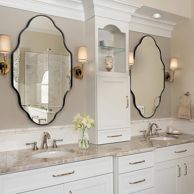 Scalloped Mirror for Bathroom by Fahomissenjoylifeincomfort