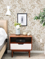 Erfoni 16.9" x118" Boho Floral Peel and Stick Wallpaper Beige Flower and Leaf - Image 2