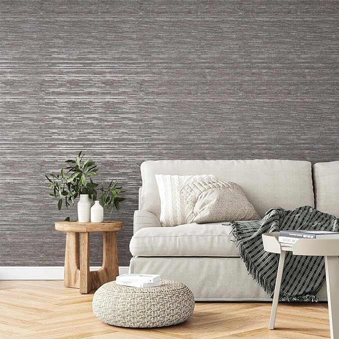 VEELIKE Lustre Brown Grasscloth Peel and Stick Wallpaper Textured Grasscloth - Image 5