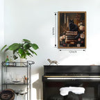 Vintage Dark Academia Framed Wall Art, Victorian Black Cat Floral Canvas Prints - Image 3
