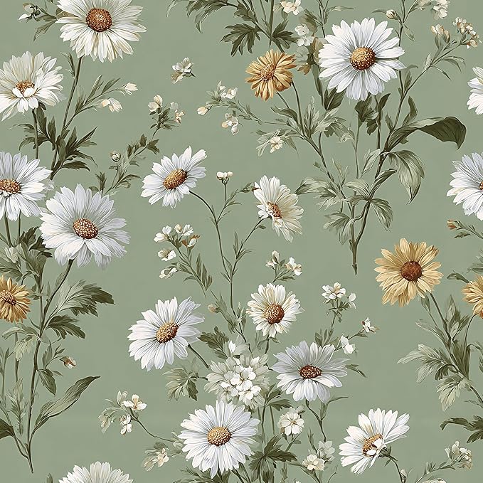 Livebor Floral Peel and Stick Wallpaper Daisy Floral Contact Paper 16.9in by LiveborDirectWallpaper