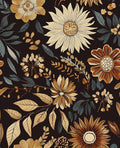 Boho Floral Wallpaper Peel and Stick, Vintage Dark Sunflower Contact Paper by VOLEAARWALLPAPER