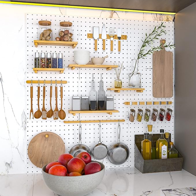 Peg Board, 6 Pack Metal Pegboard Panels White Pegboards Wall Organizer - Image 7