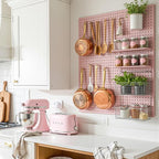 Peg Board, 4 Pack Metal Pegboard Panels Pink Pegboards Wall Organizer - Image 9