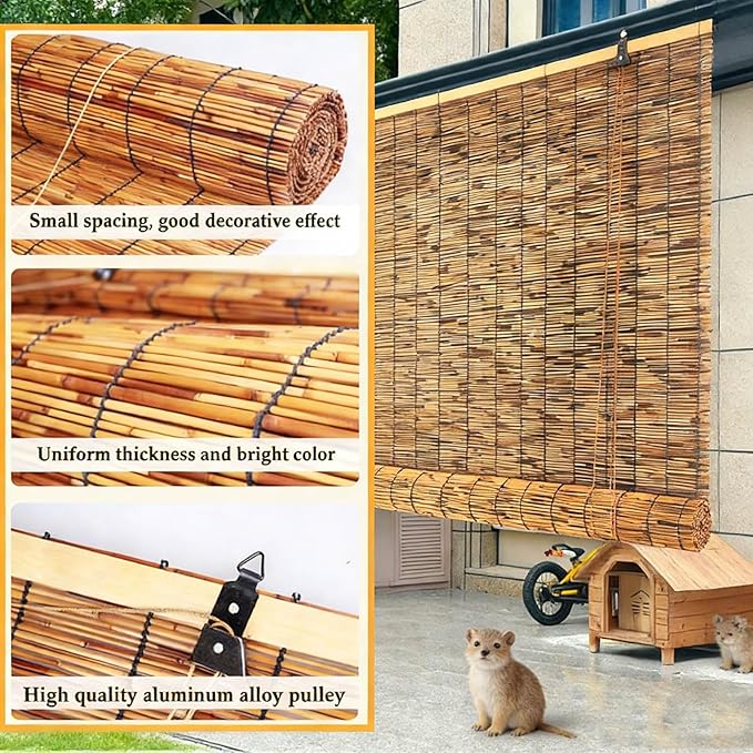 Outdoor Bamboo Blinds for Patio, Waterproof Reed Shades, Privacy Sun Shades - Image 2