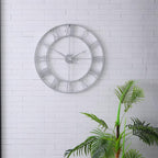 CLXEAST Large Modern 30 Inch Wall Clock Silver, Oversized Big Roman Numeral - Image 7