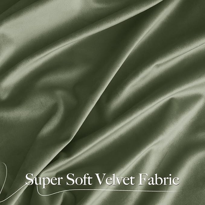 NICETOWN Super Soft Sage Green Velvet Curtains & Drapes 84 inches - Image 3