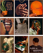 Black Culture Wall Art Set of 9, Living Room, Neutral Color Home Decor by Unknown