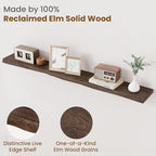 FLYJOE Floating Shelves for Wall Decor, Rustic Solid Elm Wood Live Edge - Image 3